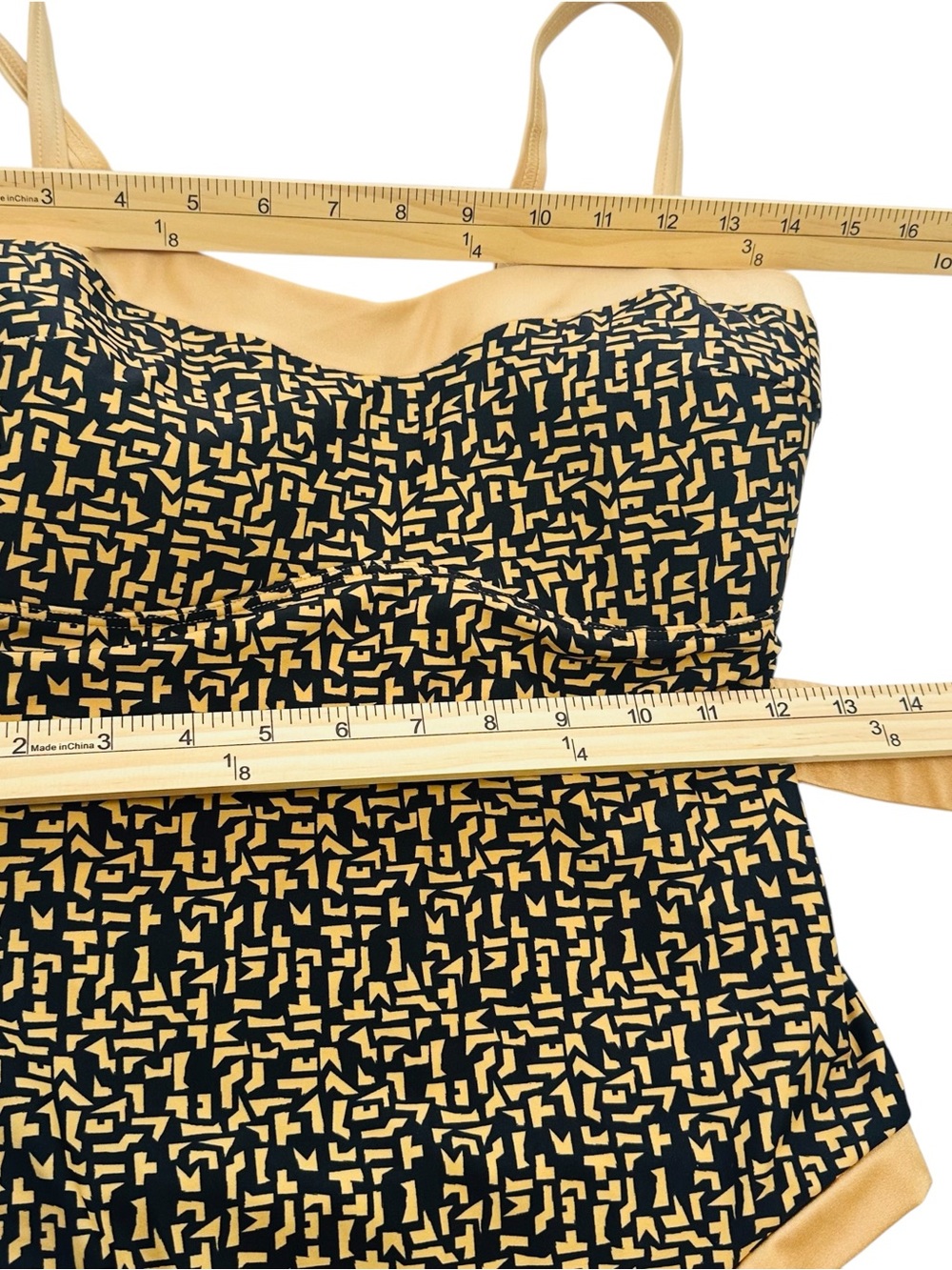 Pour Moi Casablanca Beige Black Belted Tummy control One-Piece Swimsuit Sz 8 - Picture 12 of 12